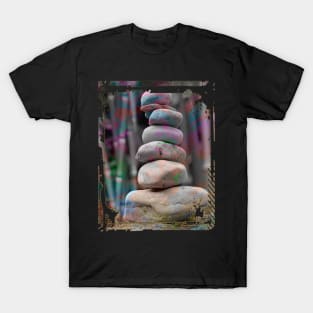 Japan Zen Buddhism Balancing Stones Rocks Bamboo Collage Art 93 T-Shirt